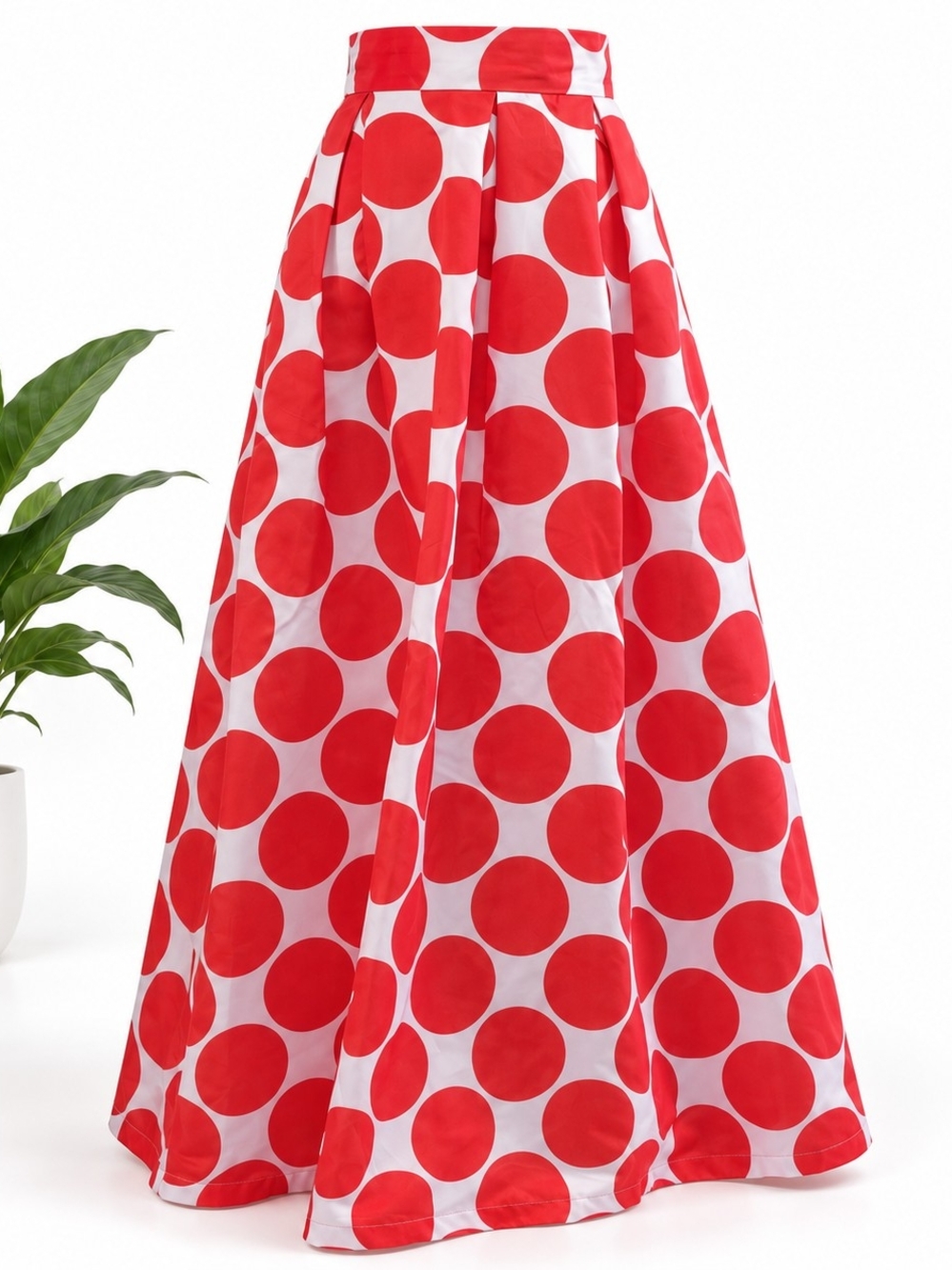 Women's Polka Dot Maxi Skirt - Picture 2 of 4